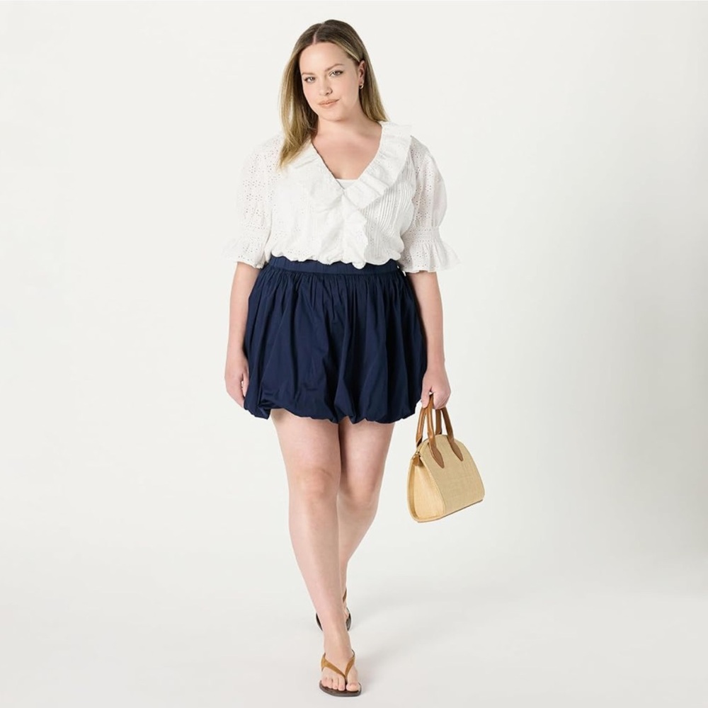 🆕 The Drop ‘Lenai’ 100% Cotton Pintuck Eyelet Blouse in Ivory XL - Picture 8 of 9